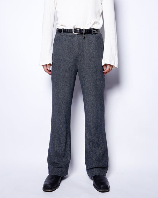 vintage lame flare wool trousers
