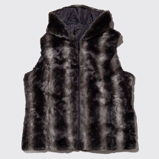 vintage faux fur hooded vest