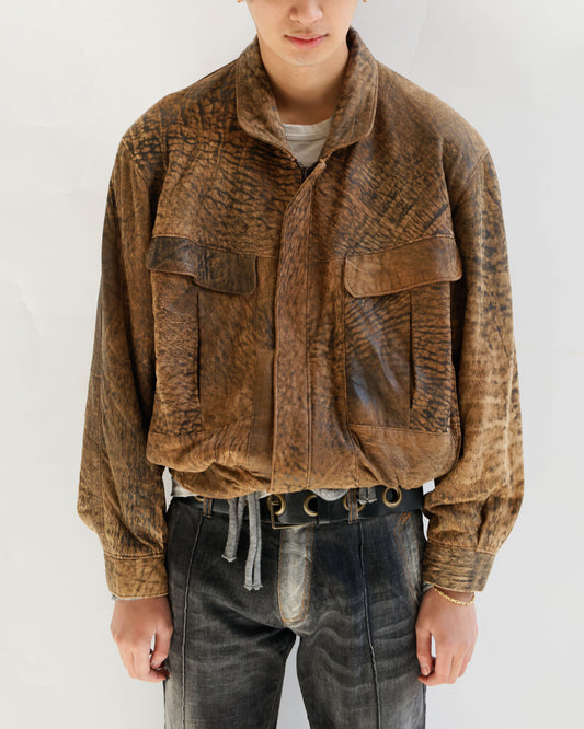 vintage faded aviator leather jacket