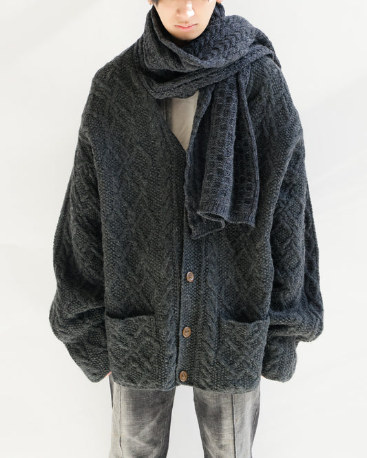 *one-off with muffler wide fishermen cardigan