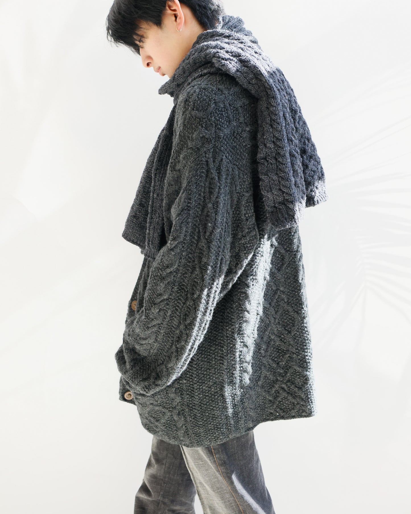 *one-off with muffler wide fishermen cardigan