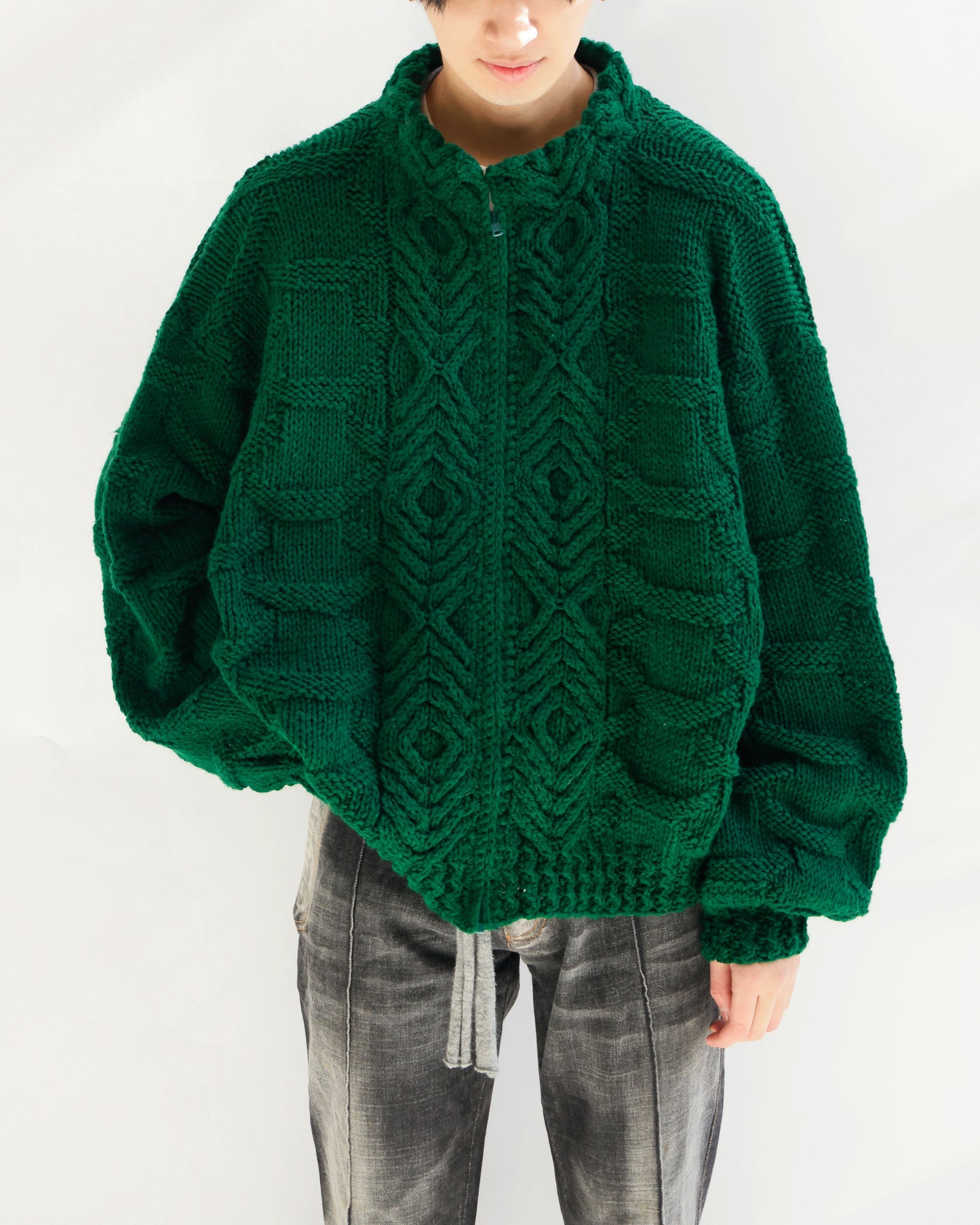 vintage chunky alan hand knit jacket