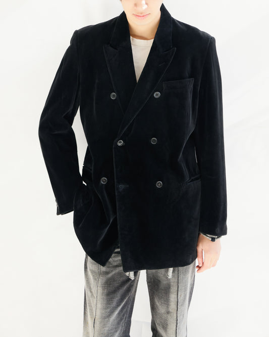 vintage euro velvet double breasted tailored jacket