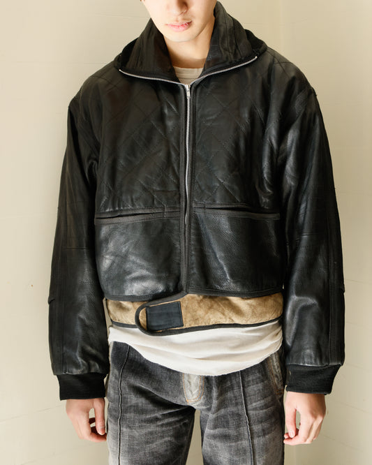 vintage cropped quilted leather jacket