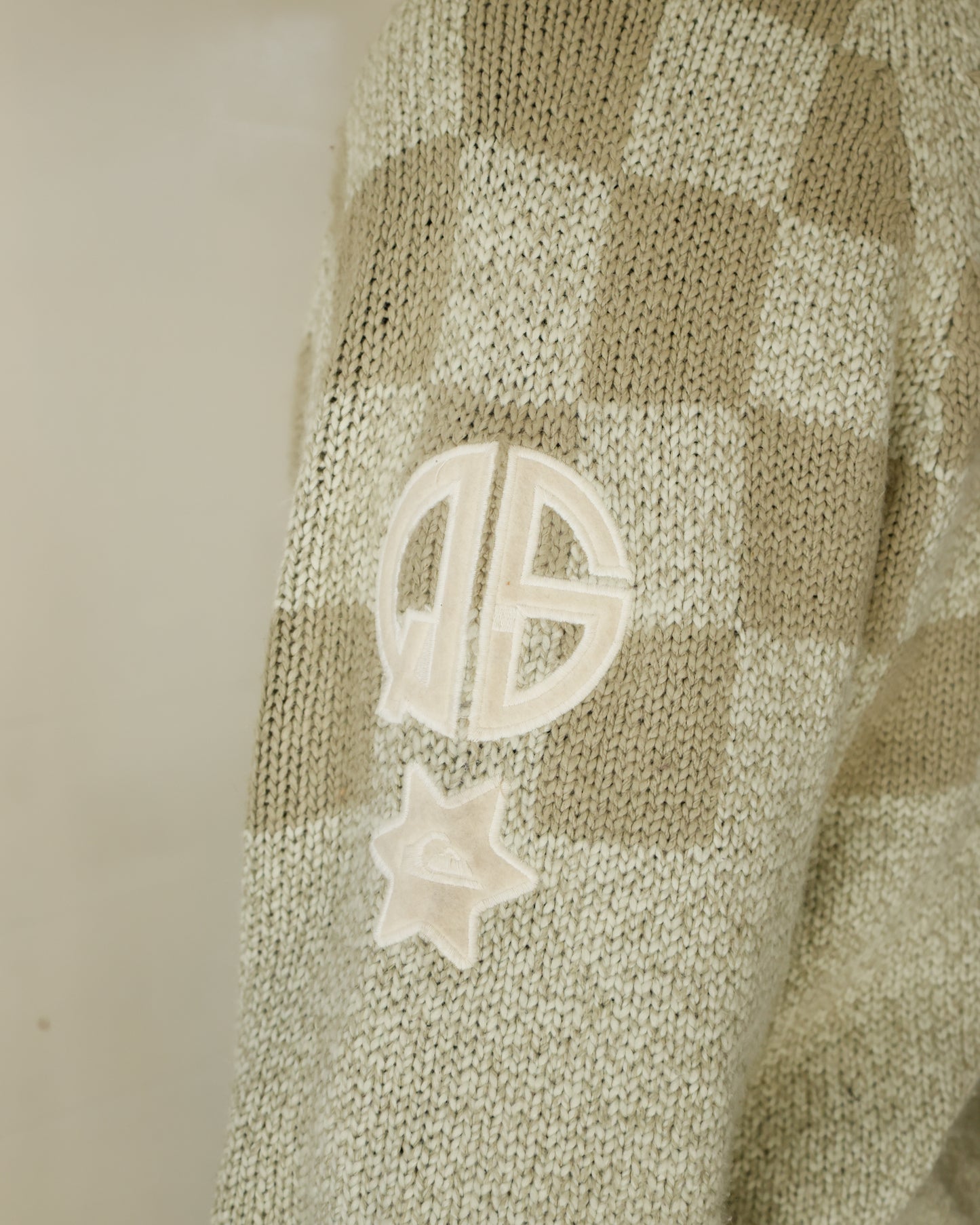 vintage 90-00's quicksilver chess board knit hoodie with boa liner