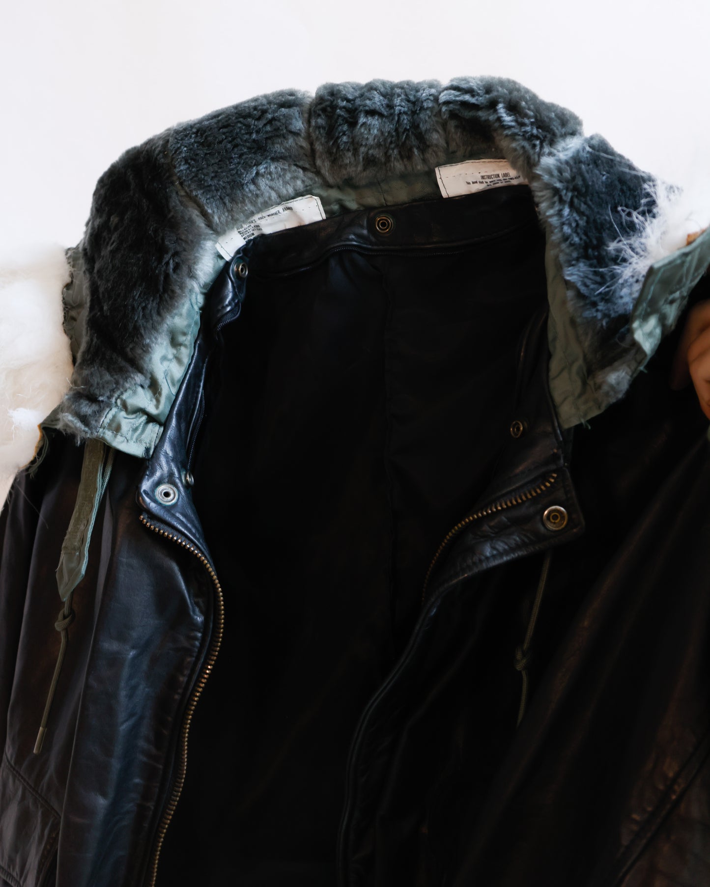 *one-off hooded aviator leather jacket