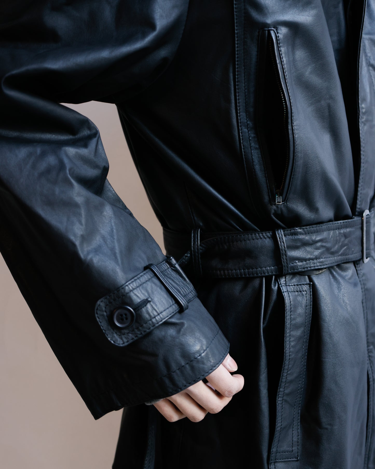 vintage with fur leather long coat