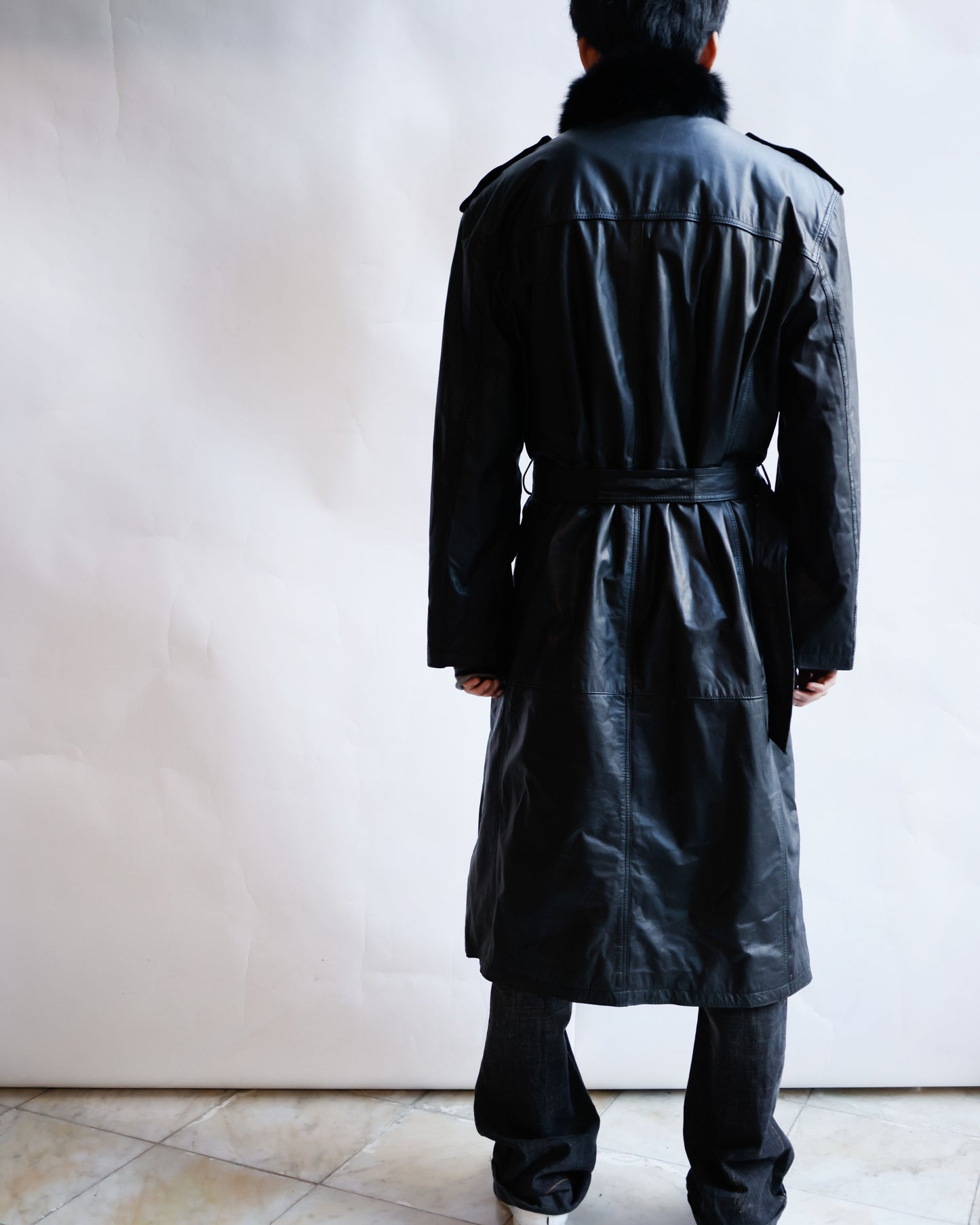 vintage with fur leather long coat