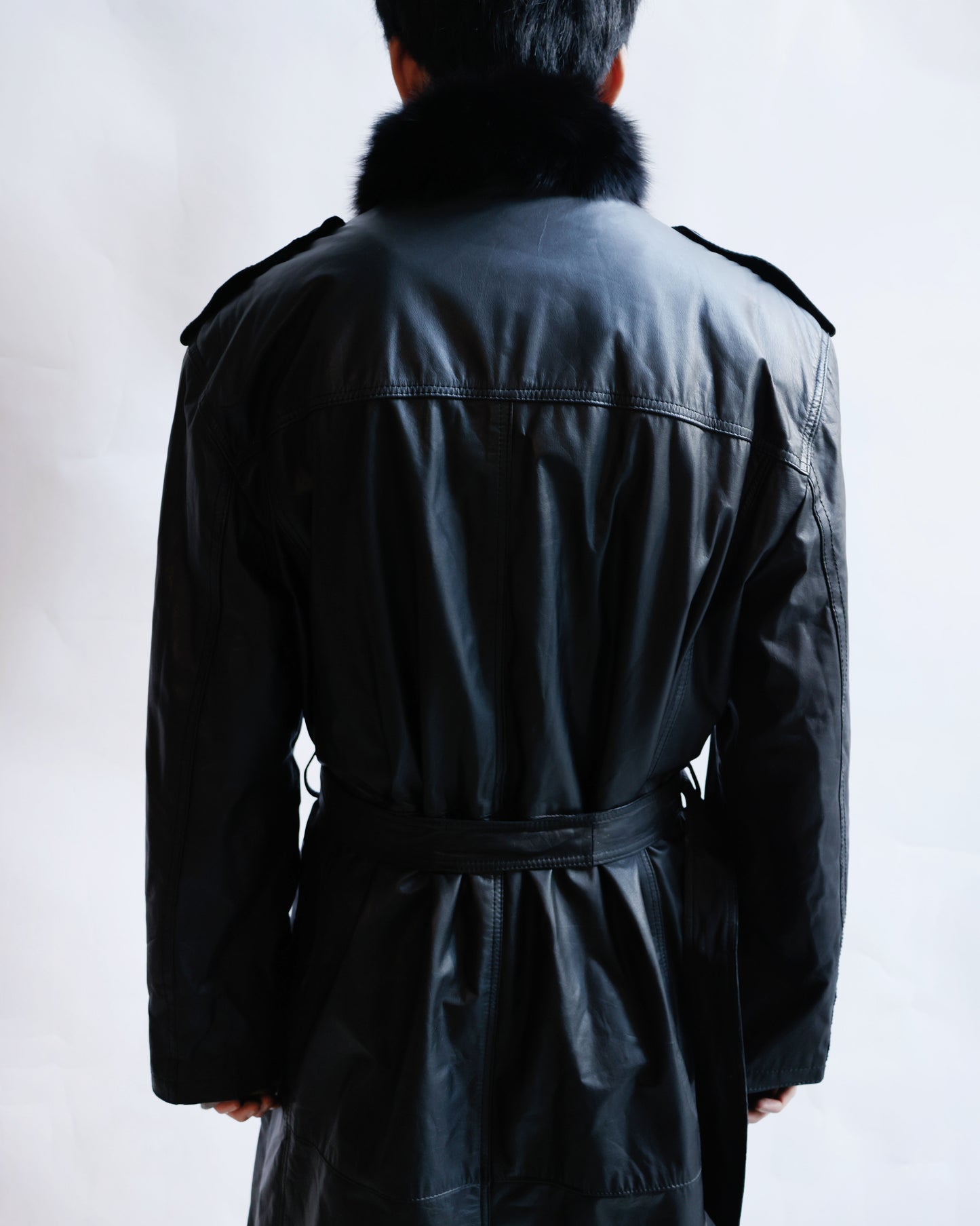 vintage with fur leather long coat