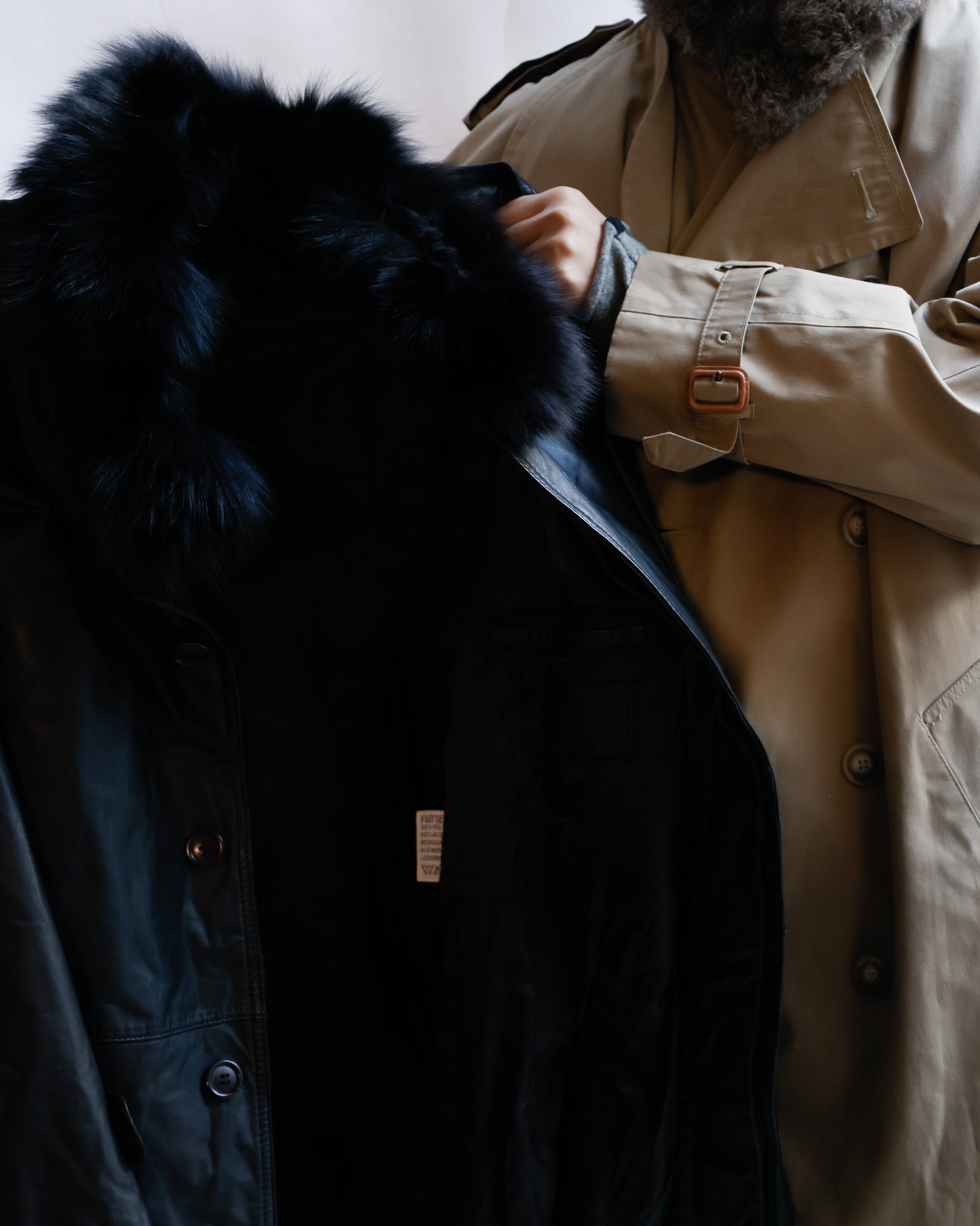 vintage with fur leather long coat