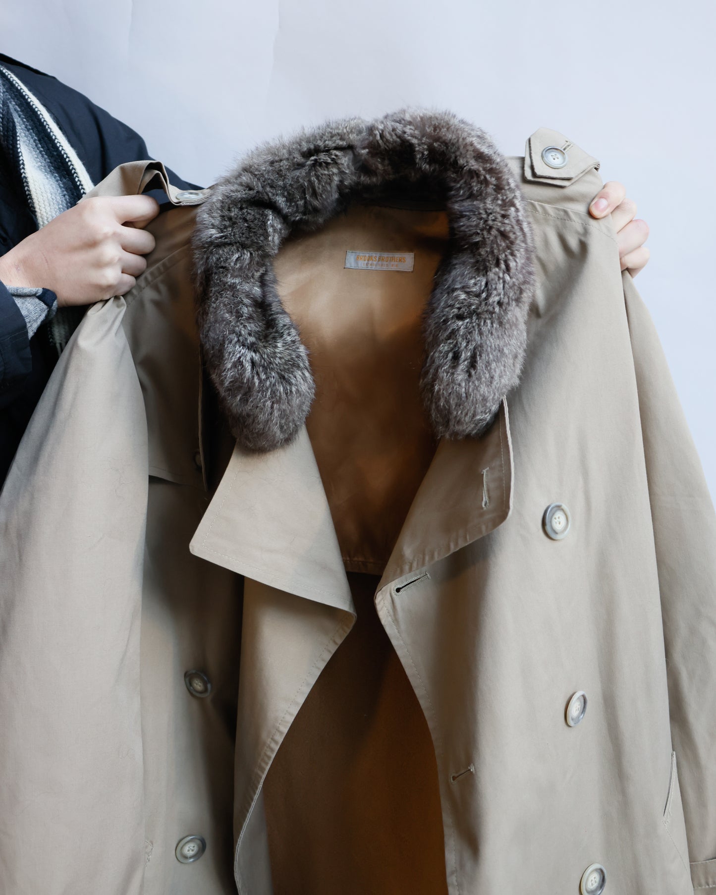 vintage 70's brooks brothers with fur trench coat