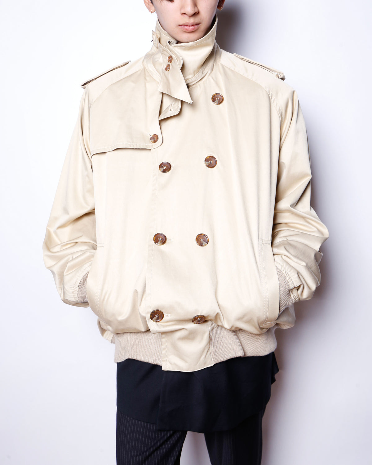 vintage sean john ribbed trench jacket