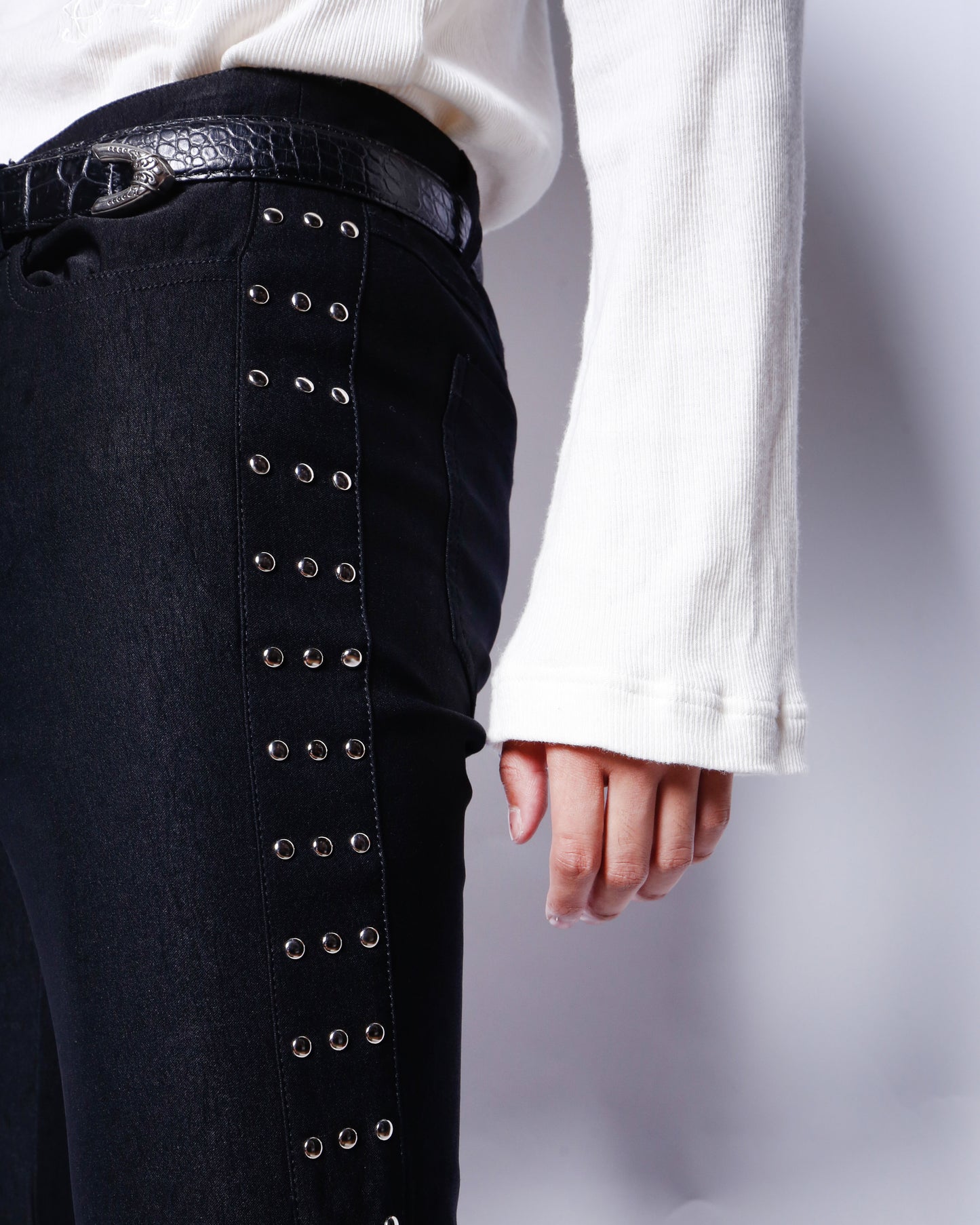 vintage studs stretch flare trousers