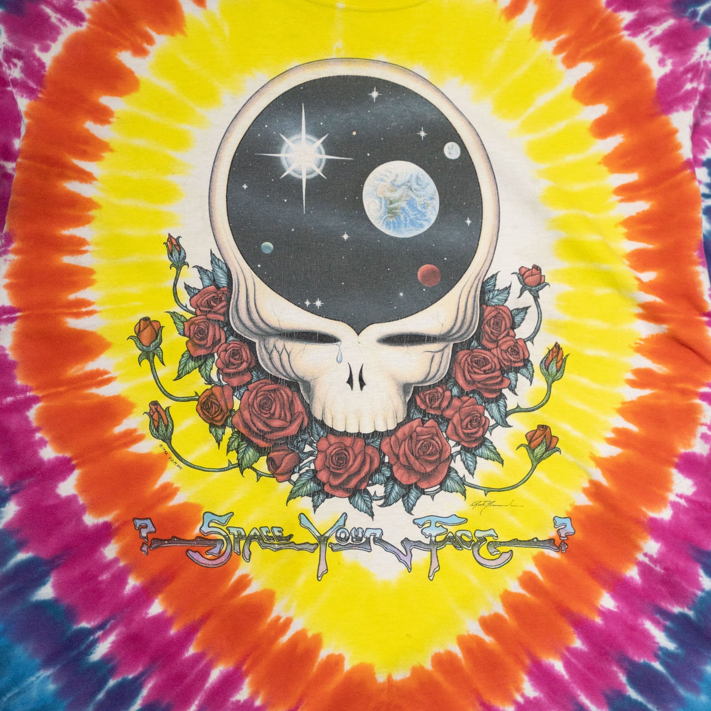 vintage 90's grateful dead skull tie dye t-shirt , body-liquid blue