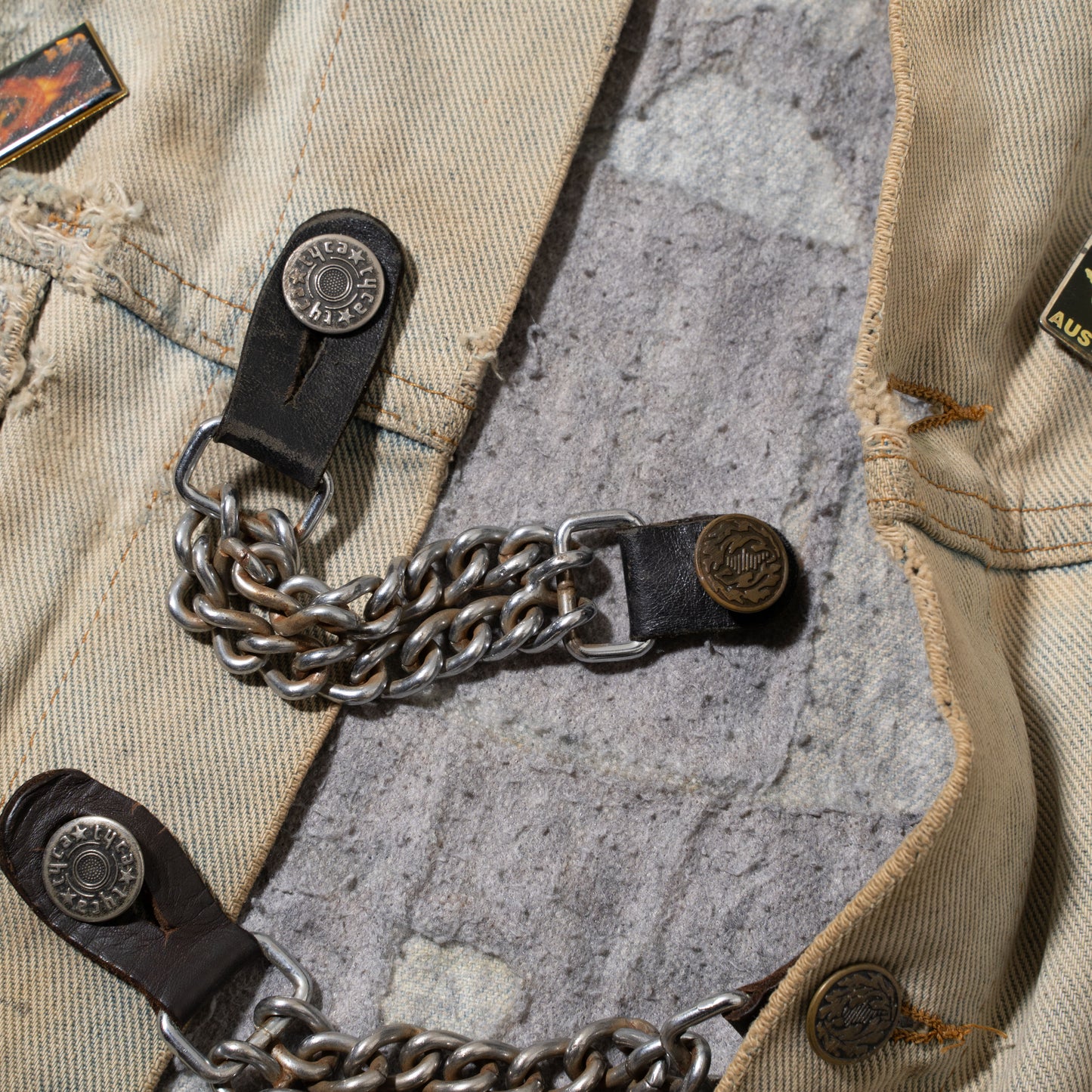 vintage broken custom trucker vest
