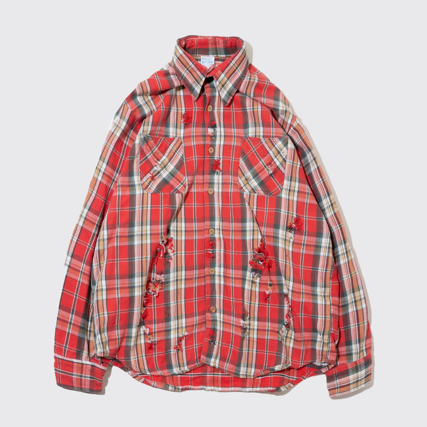 vintage broken check flannel shirt