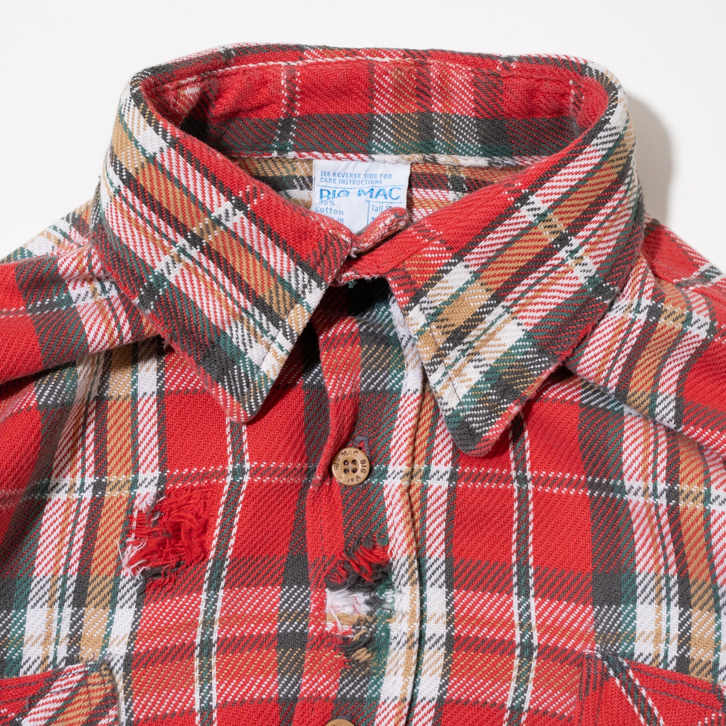 vintage broken check flannel shirt