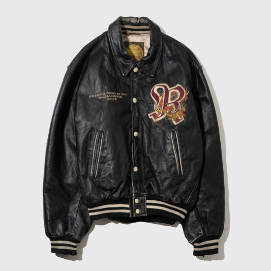 vintage red skins "dragon teddy" leather jacket