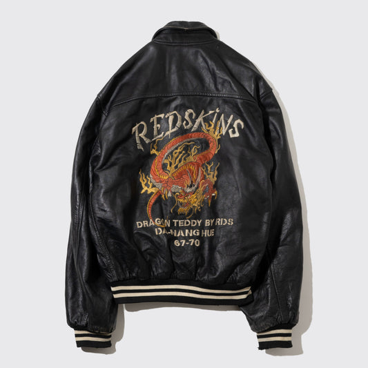 vintage red skins "dragon teddy" leather jacket