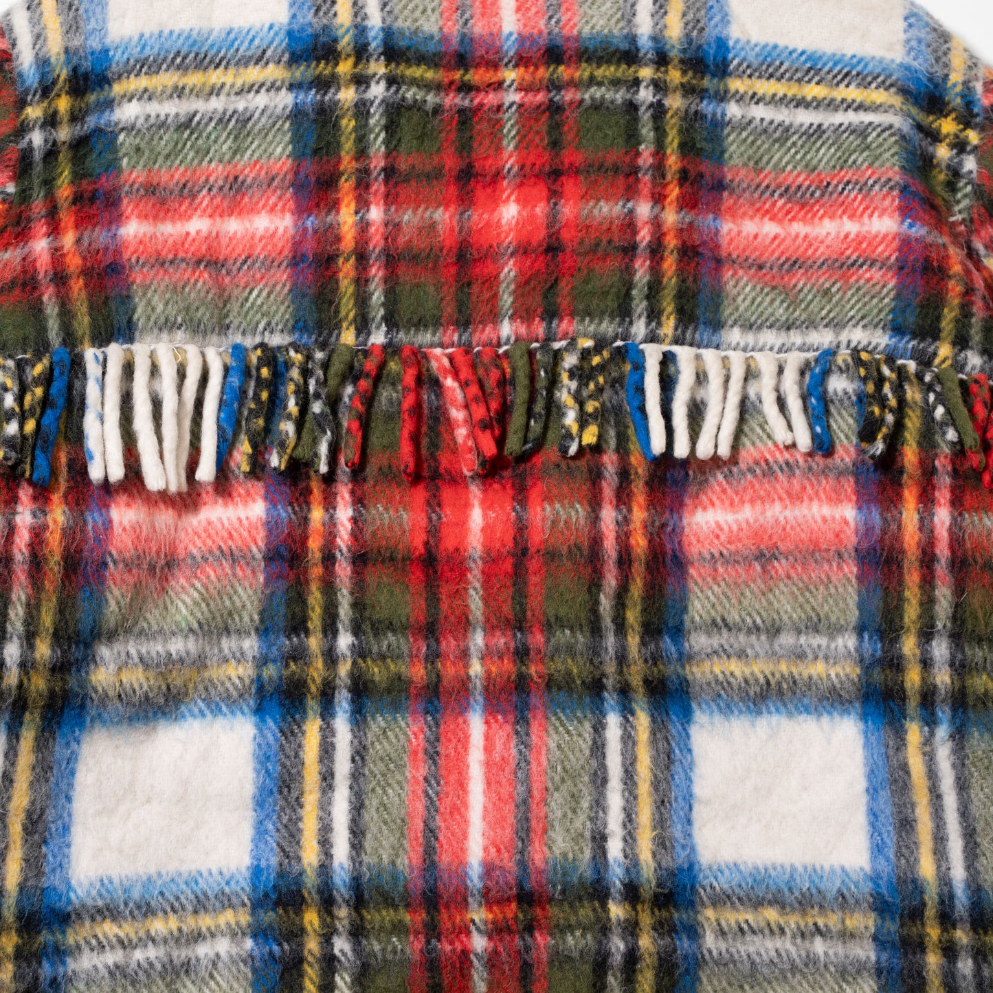 vintage check wool fringe jacket