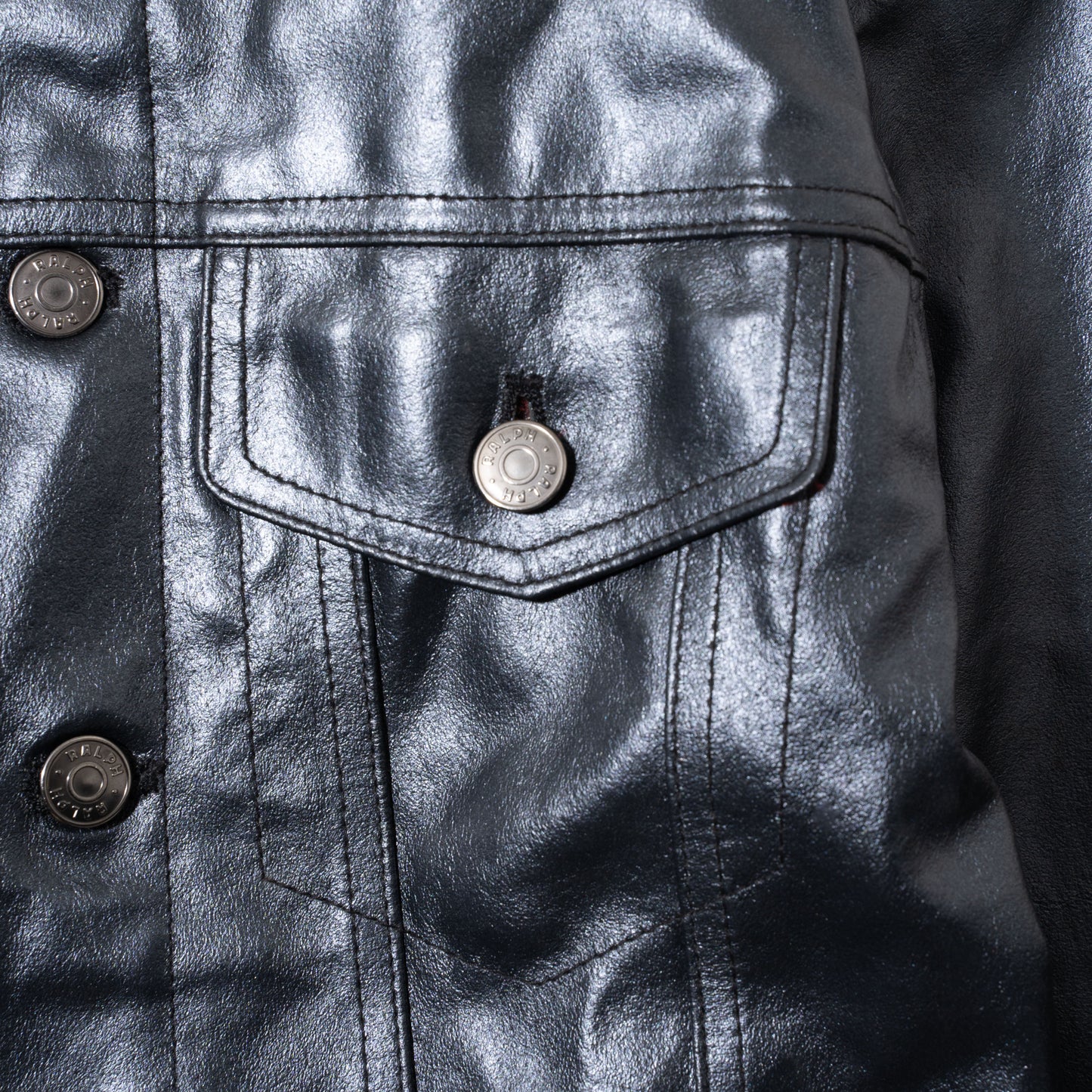 vintage ralph lauren coating silver trucker jacket