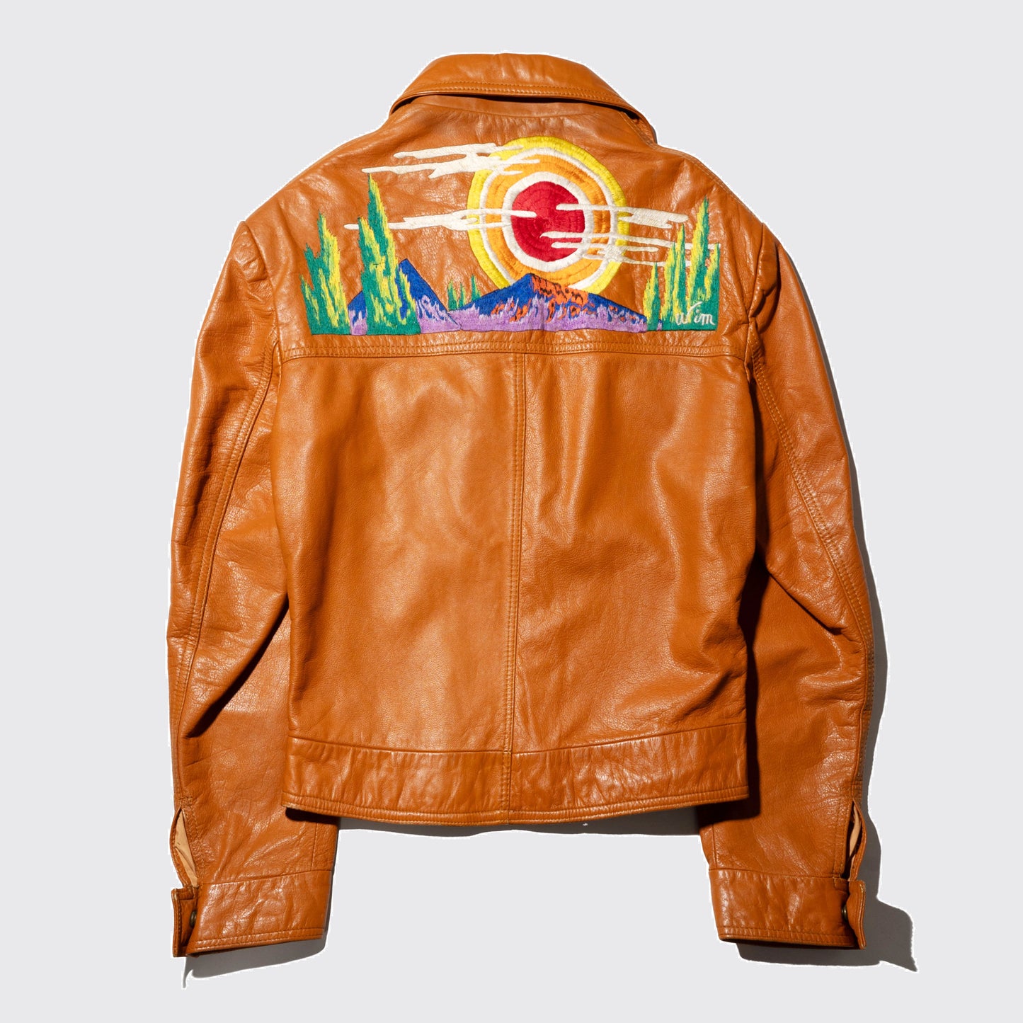vintage 70's broderie craft leather jacket