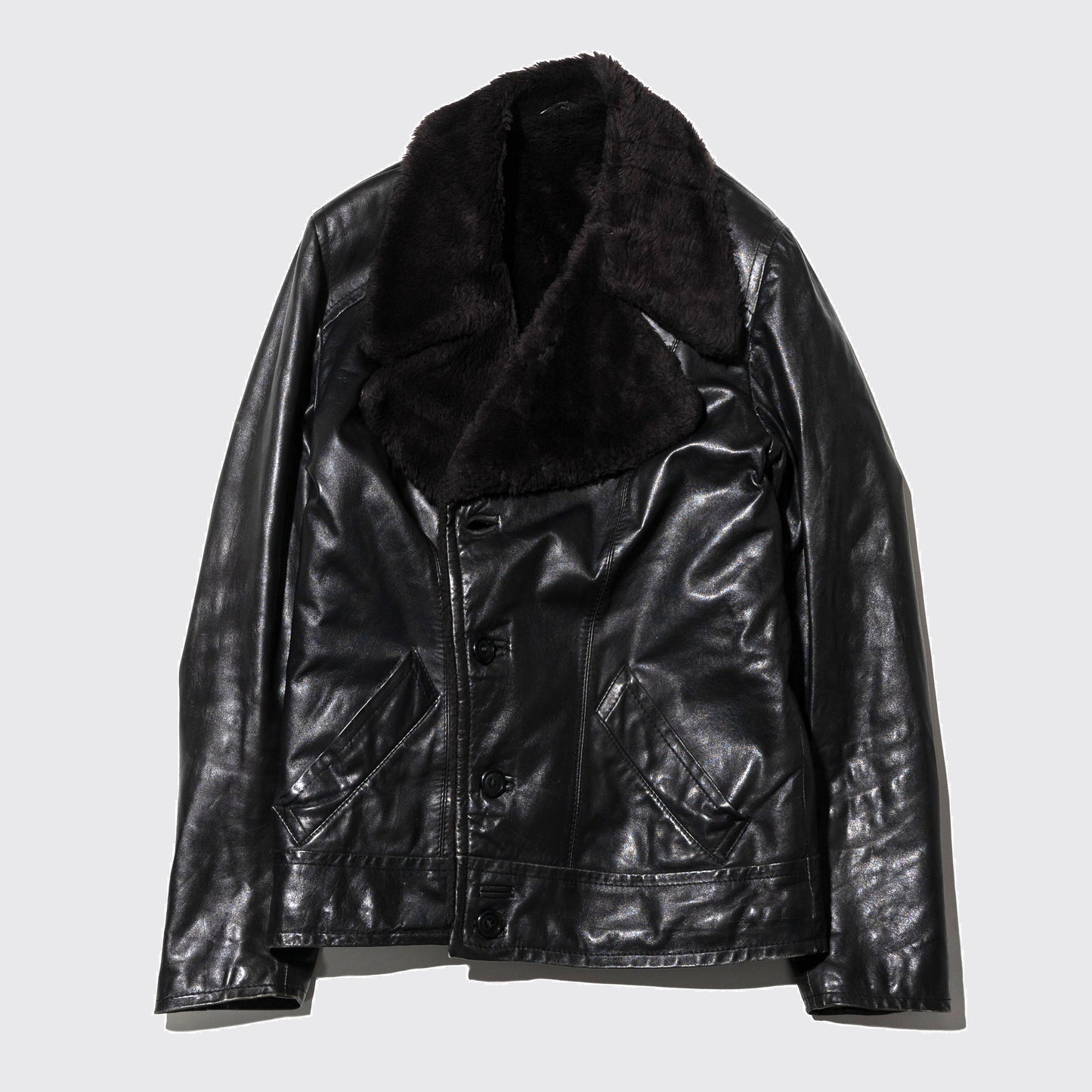 vintage 70's euro aviator boa leather jacket
