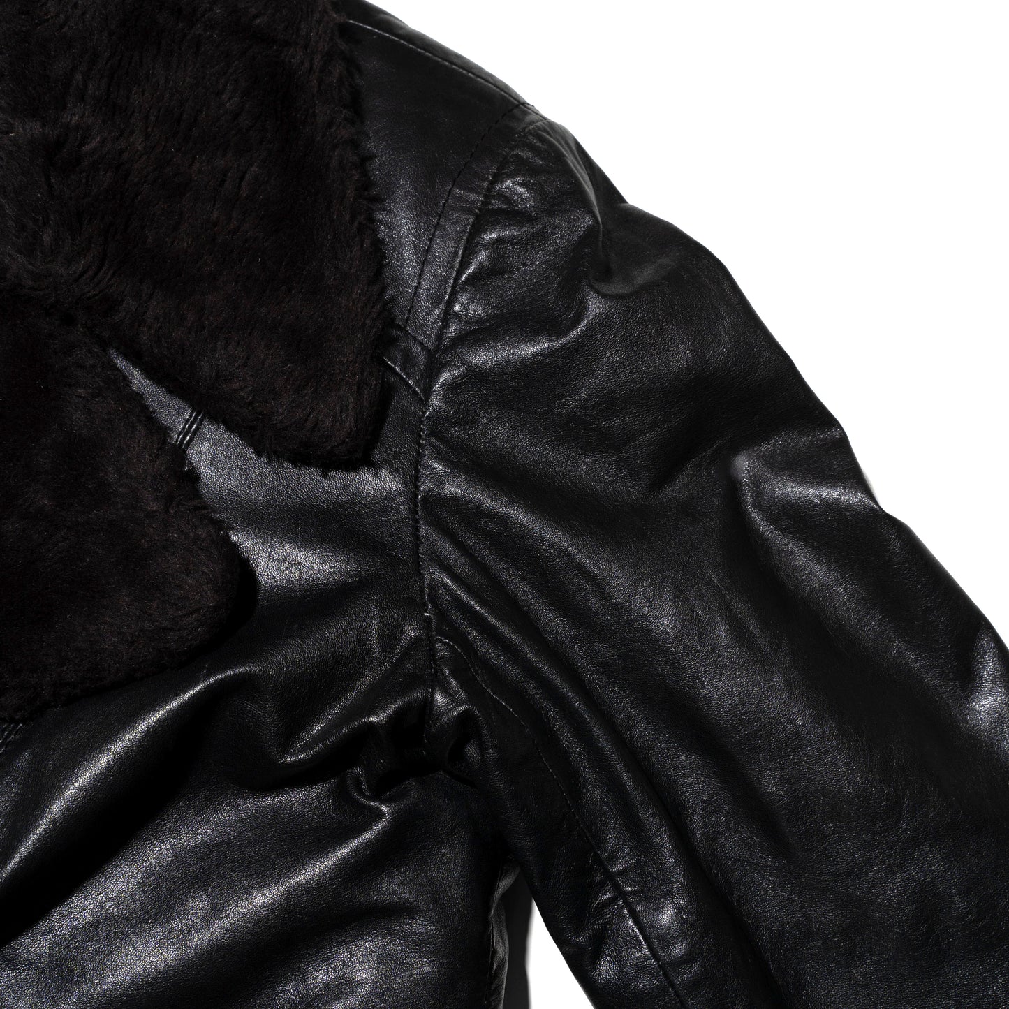 vintage 70's euro aviator boa leather jacket