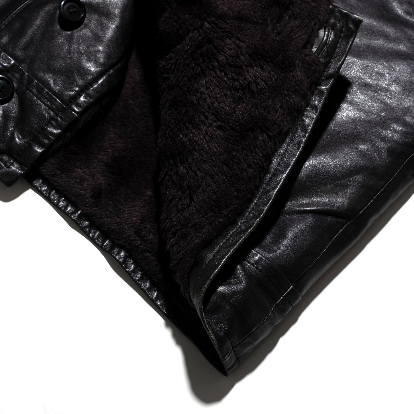 vintage 70's euro aviator boa leather jacket