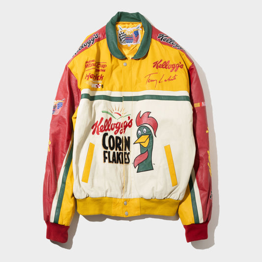 vintage jeff hamilton nascar kellogg's corn flakes racing leather jacket