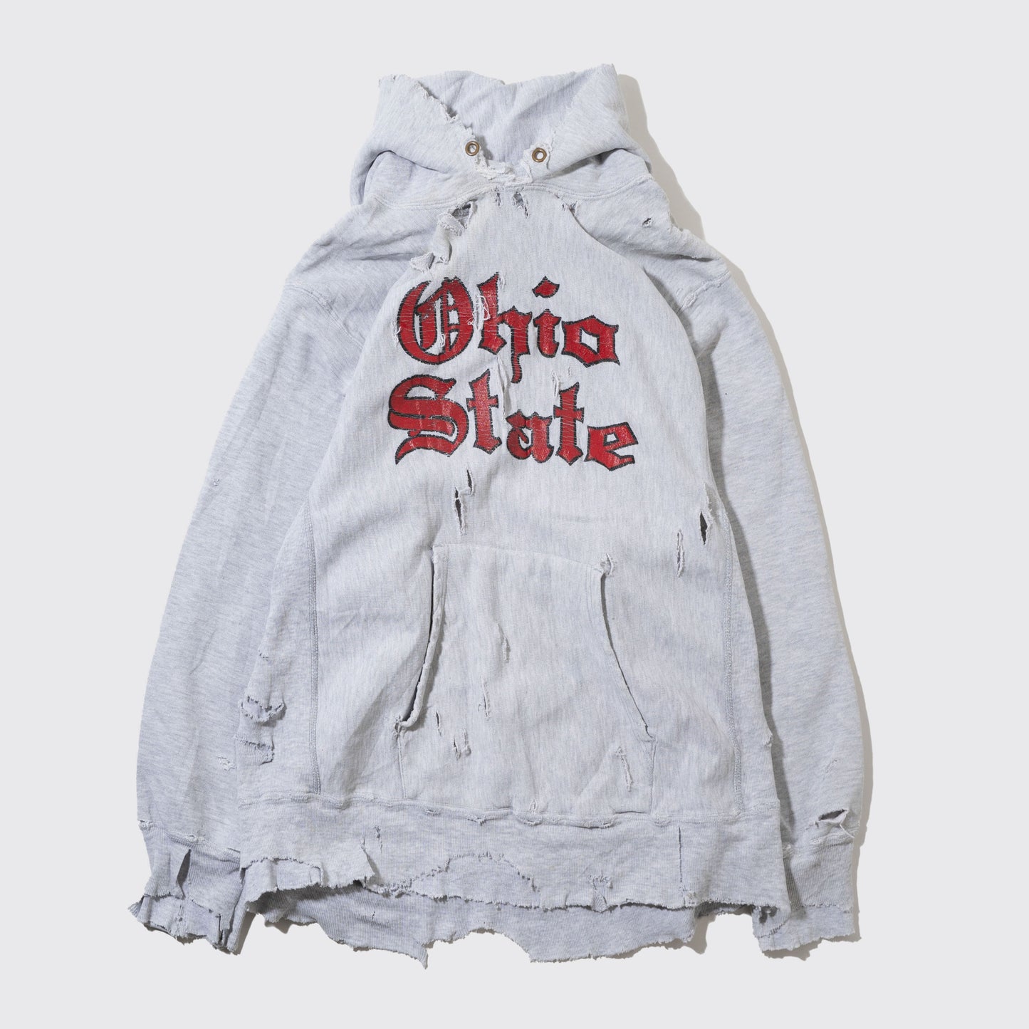 vintage 80's champion reverse weave " ohio state " broken hoodie