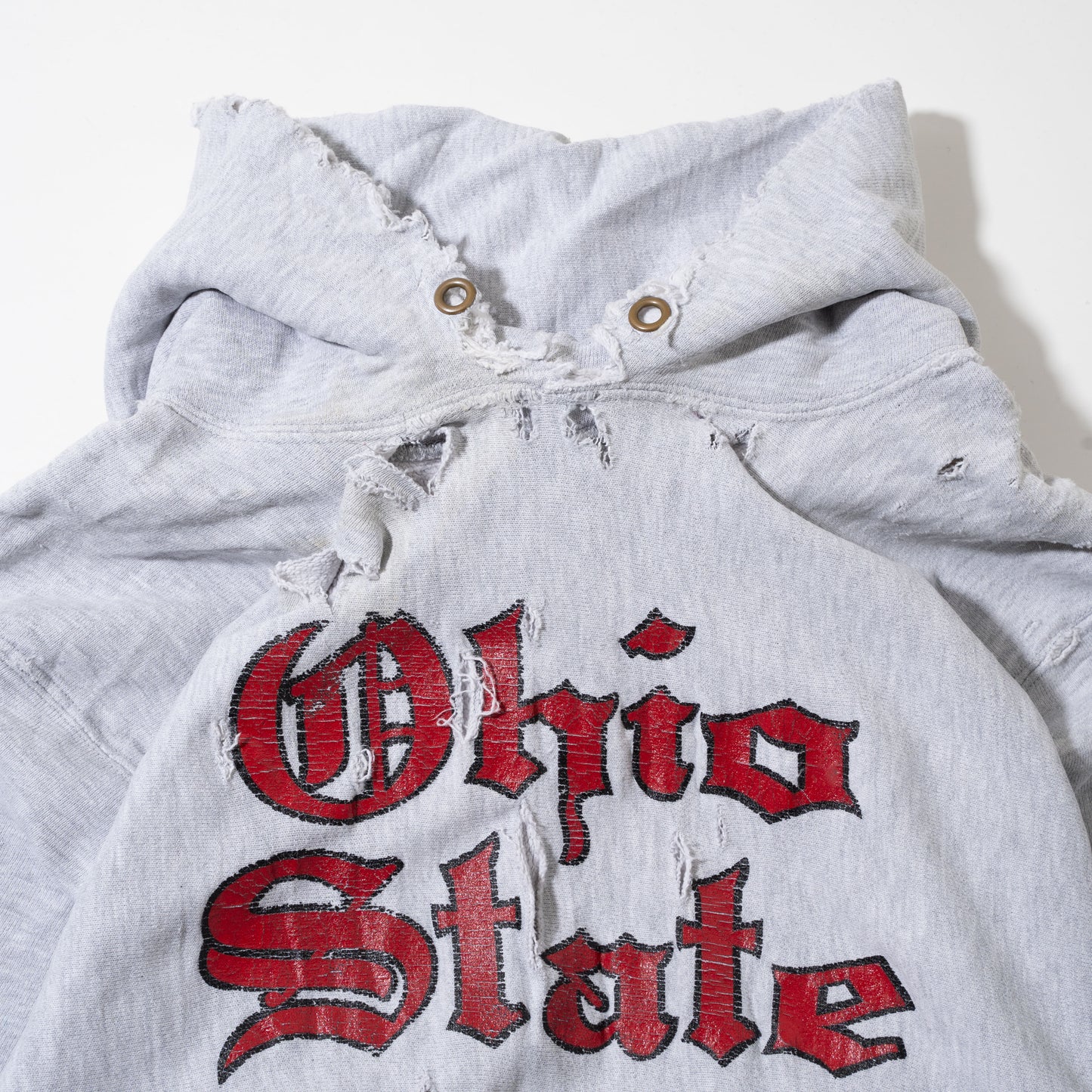 vintage 80's champion reverse weave " ohio state " broken hoodie
