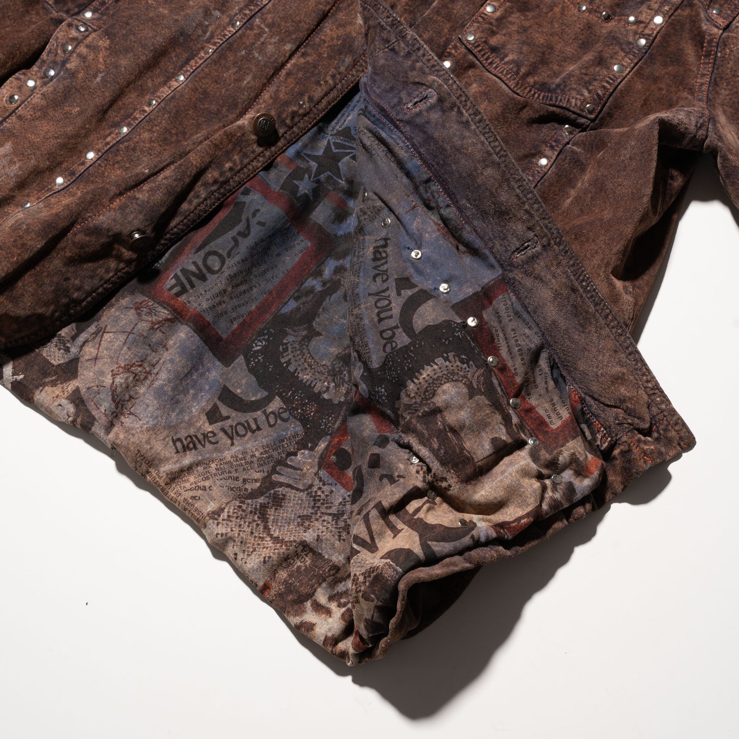 vintage studs custom fade leather jacket