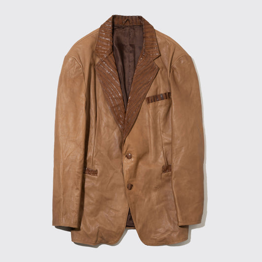 vintage combi leather tailored jacket