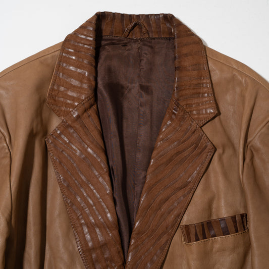 vintage combi leather tailored jacket