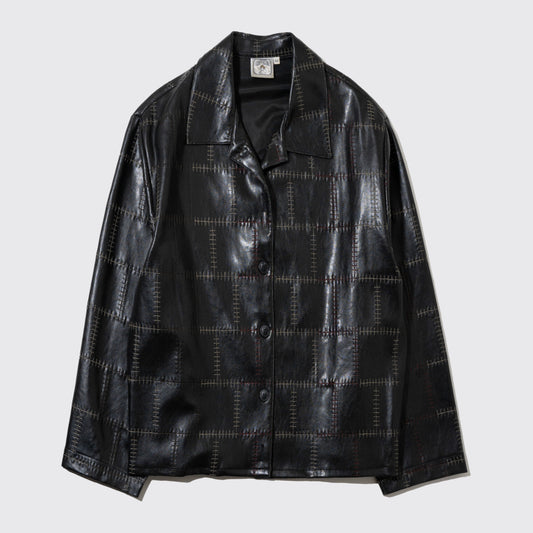 vintage patchwork faux leather jacket