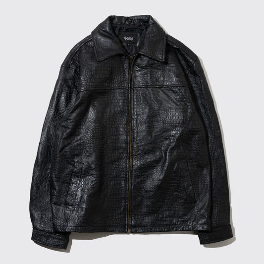 vintage faux python loose leather jacket