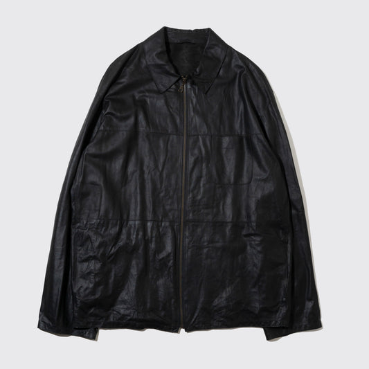 vintage zipped leather shirt jacket