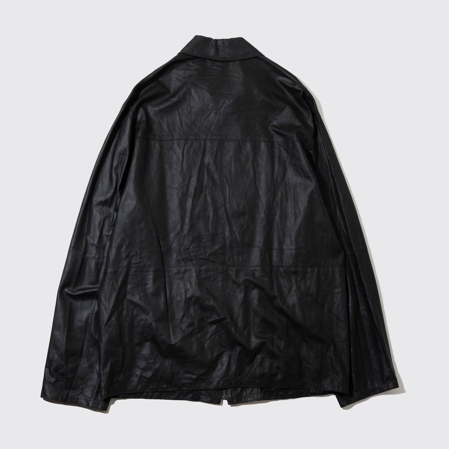 vintage zipped leather shirt jacket