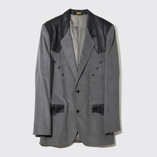 vintage leather yoke western tailored jacket