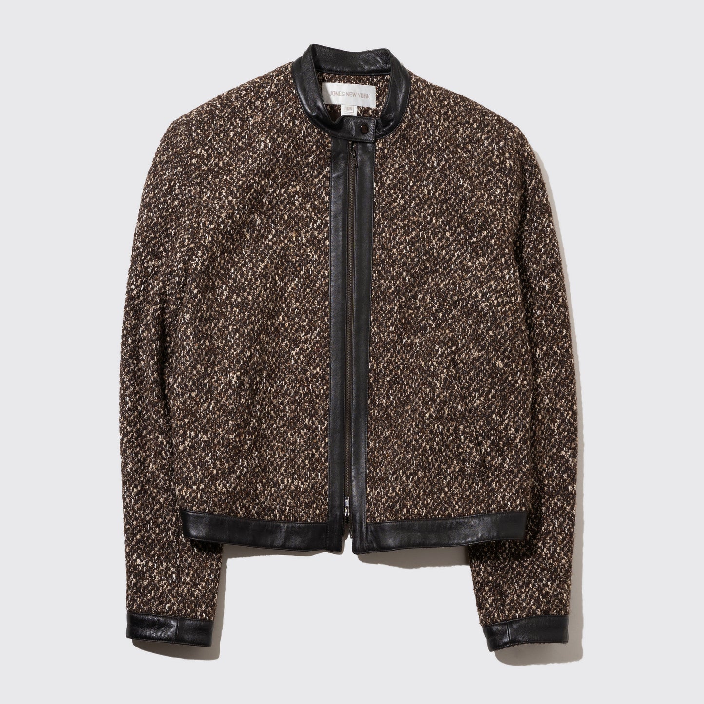 vintage leather combi tweed jacket