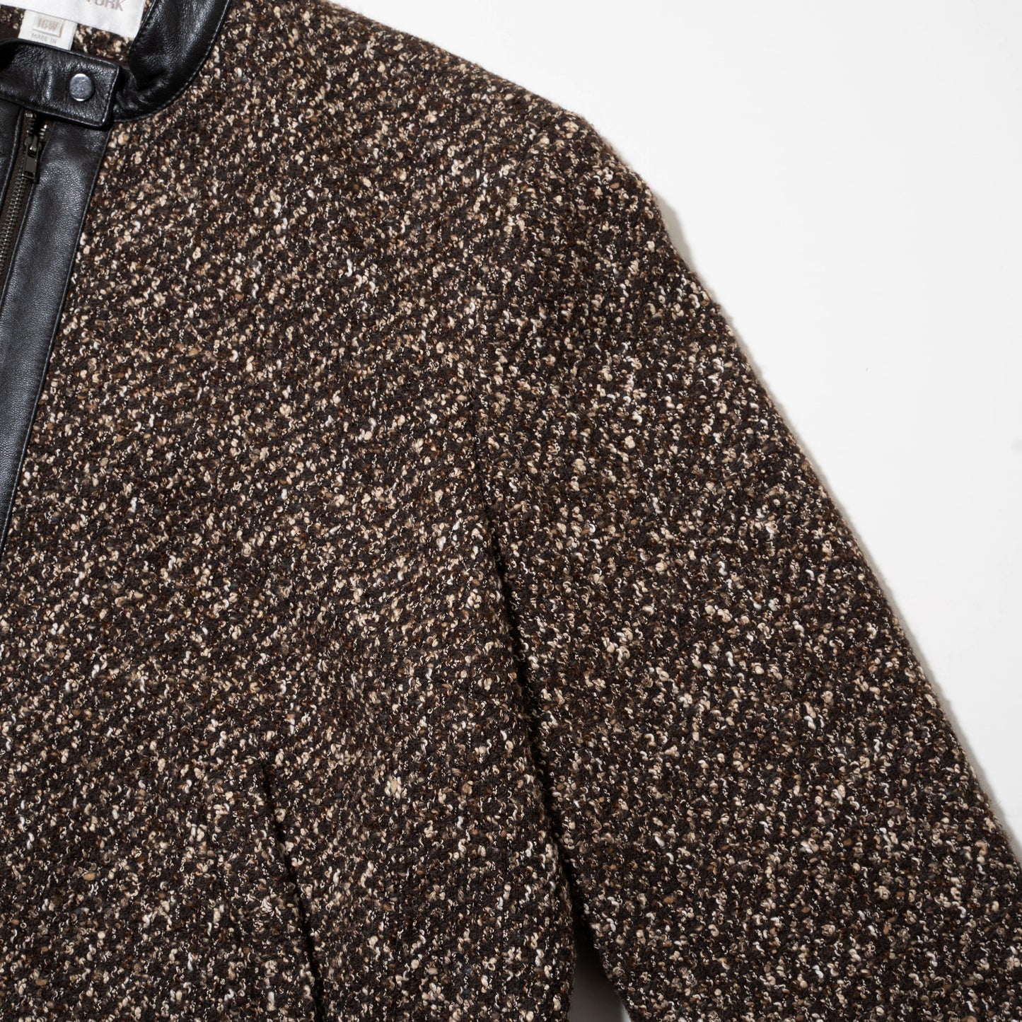 vintage leather combi tweed jacket