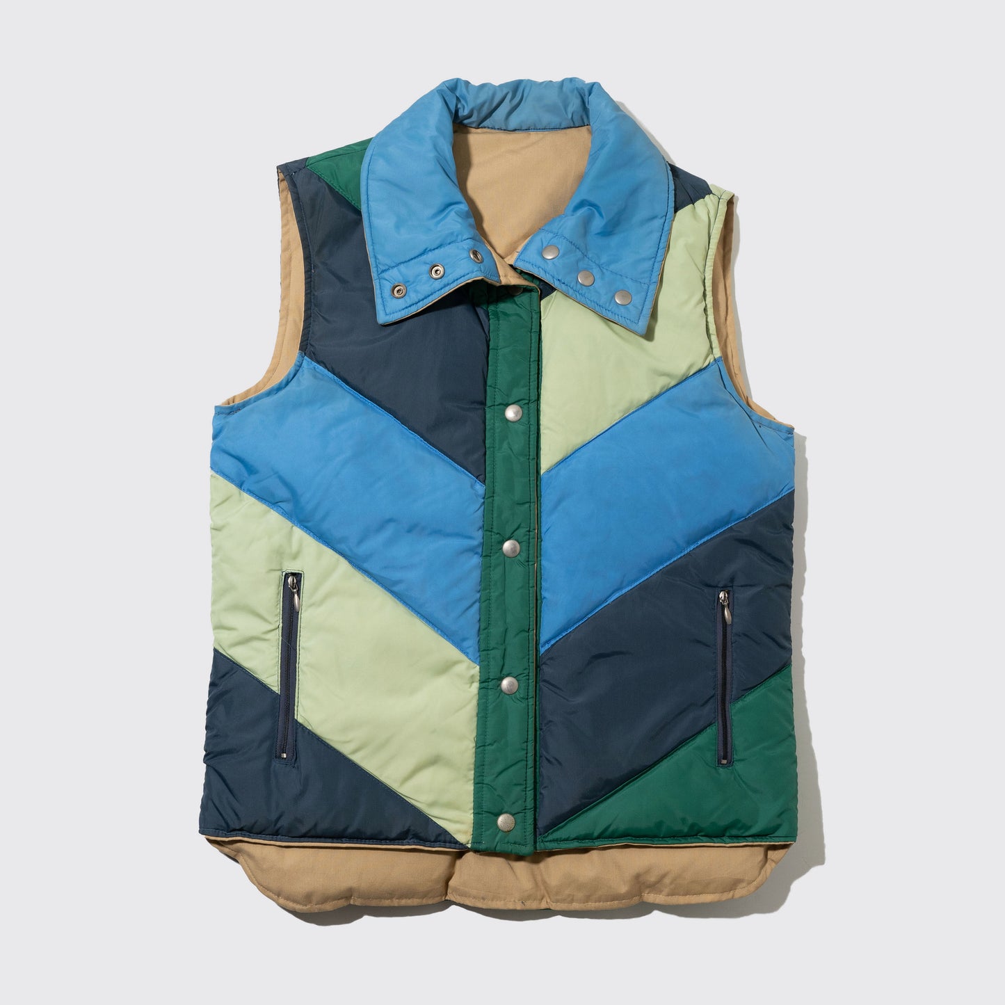 vintage multi color puffer vest