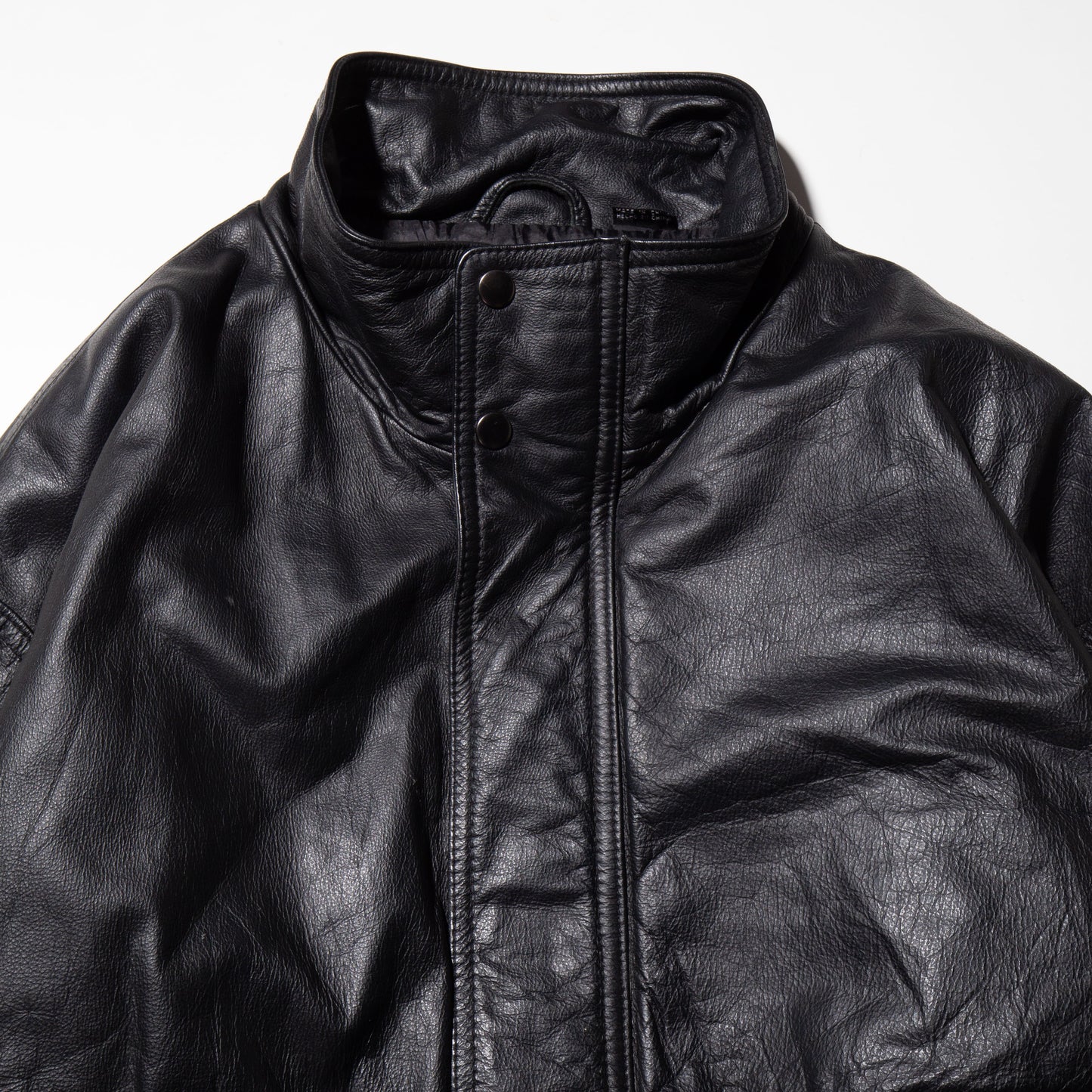 vintage stand collar loose aviator leather jacket
