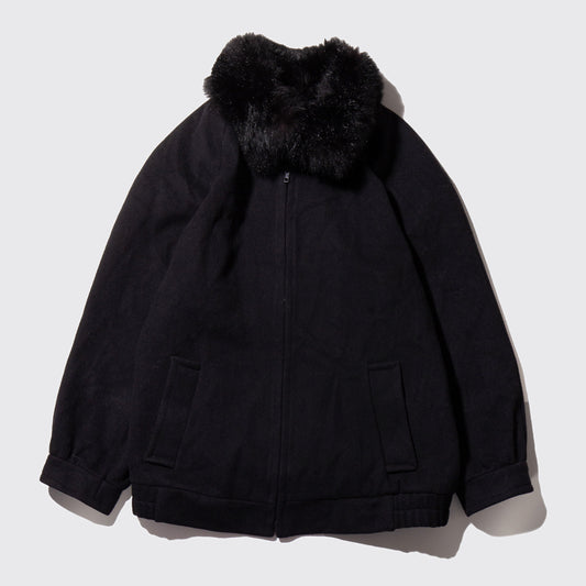 vintage fur combi wool jacket