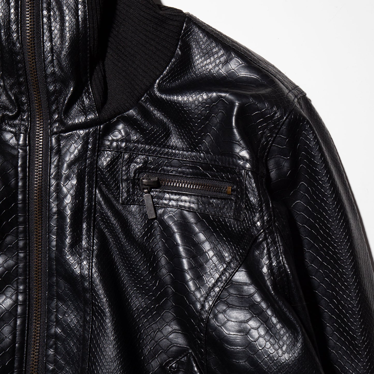 vintage faux leather short aviator jacket