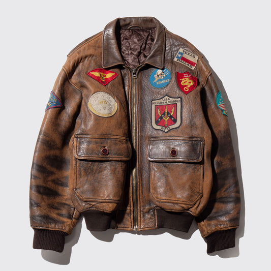 vintage avirex g-1 type fade leather jacket