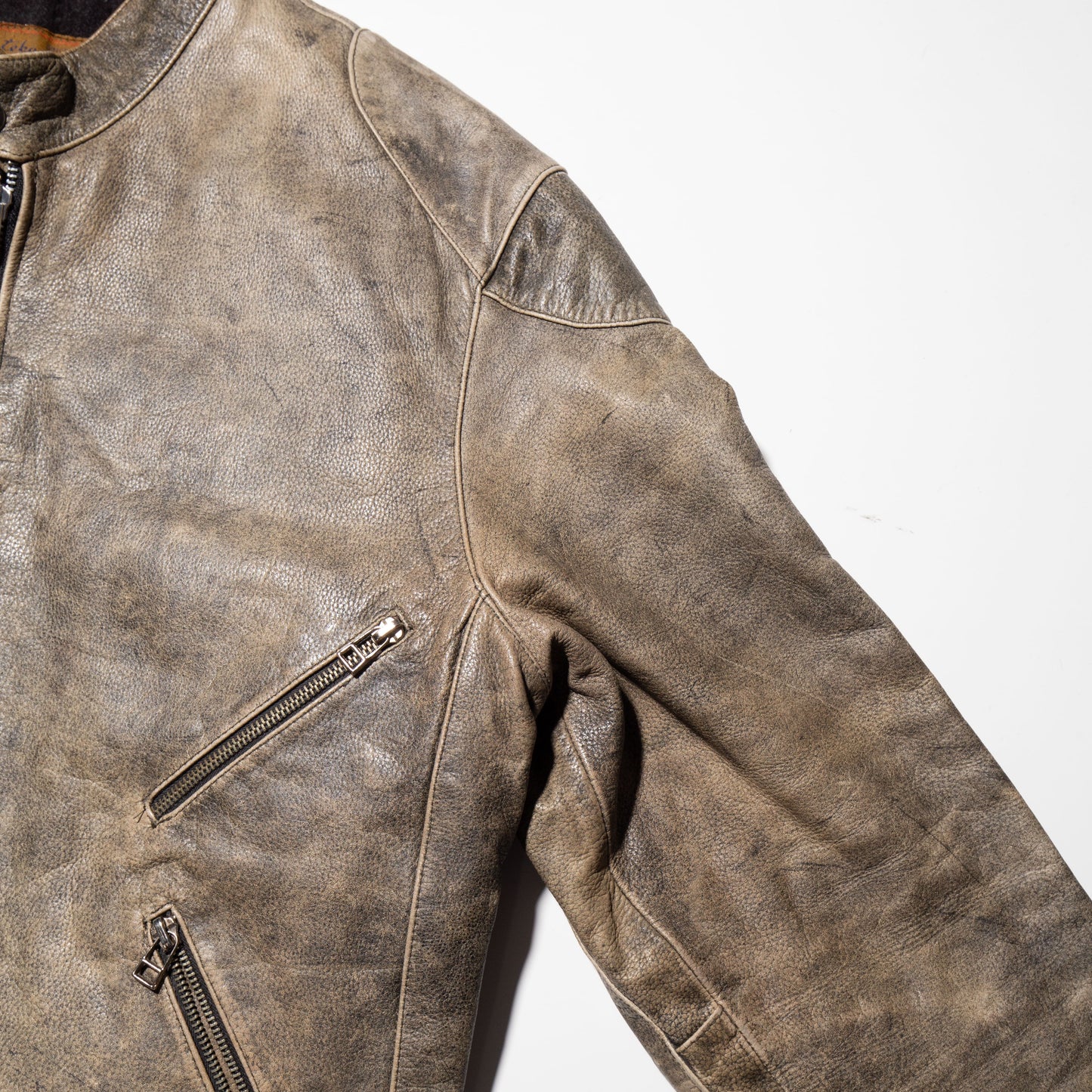 vintage faded single leather jacket