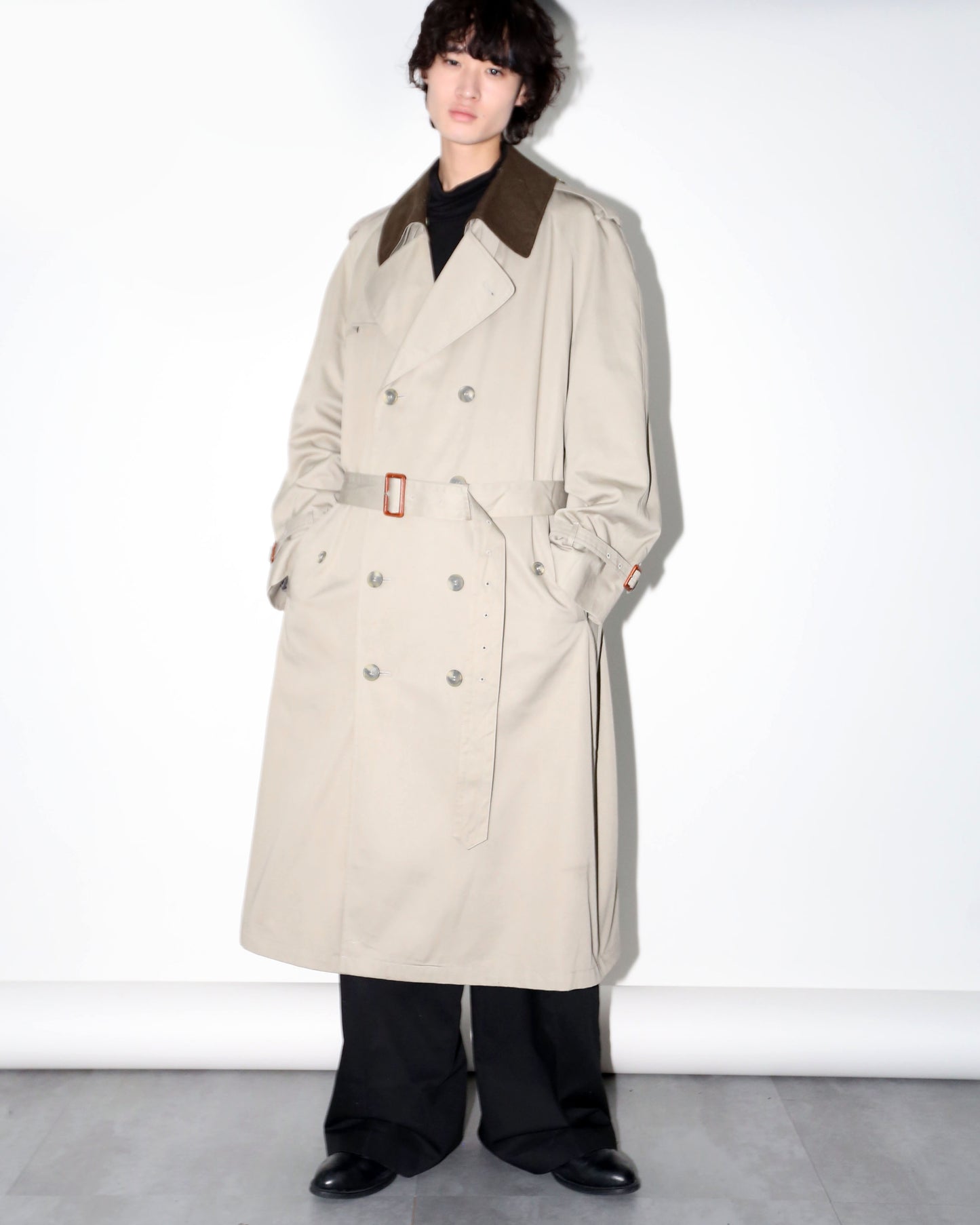 vintage long trench coat , with detachable collar/liner