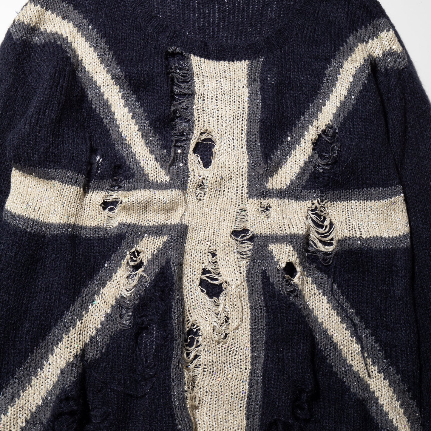 vintage broken spangle union jack mohair sweater